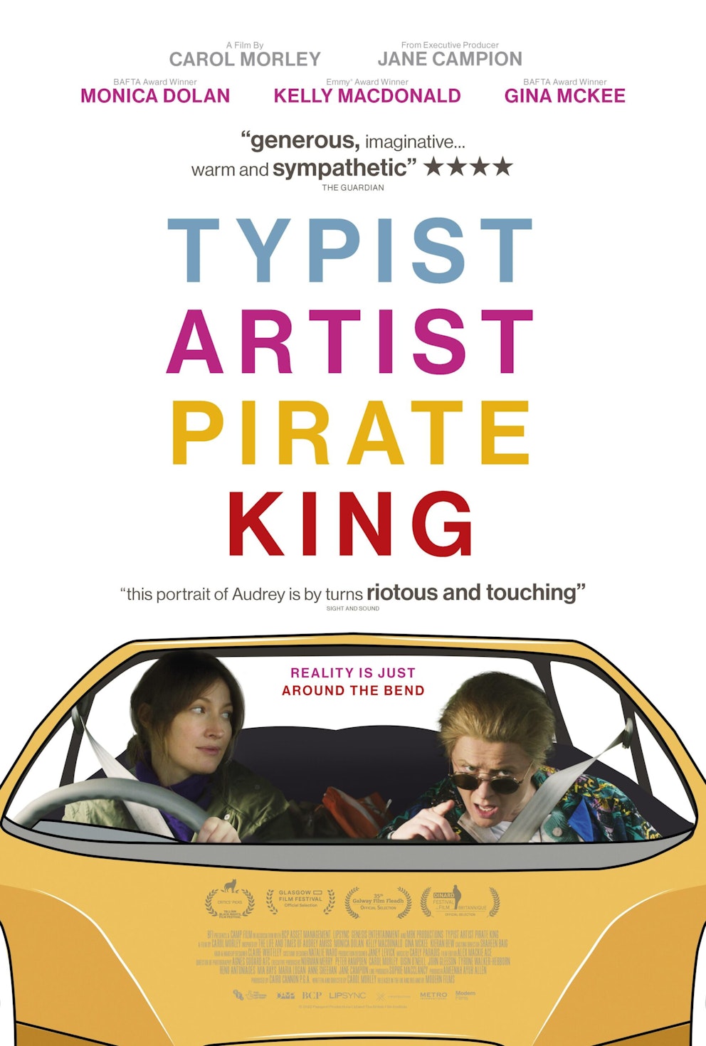Poster for the movie, two women sitting in a car looking out the windscreen, engaged in animated conversation