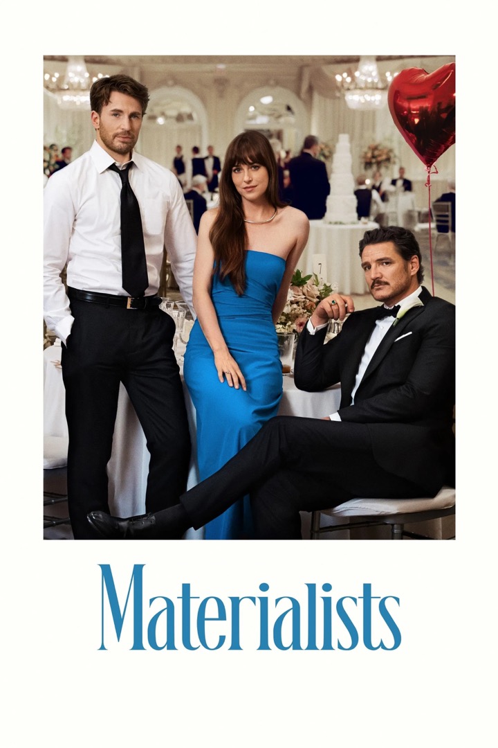 Chris Evans, Dakota Johnson and Pedro Pascal posing for a photo at a wedding