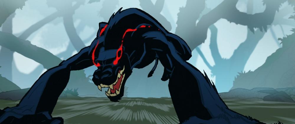 The werewolf is almost on top of the viewer now and about to attack.